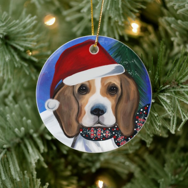 Ornamento De Cerâmica Beagle     (Árvore)