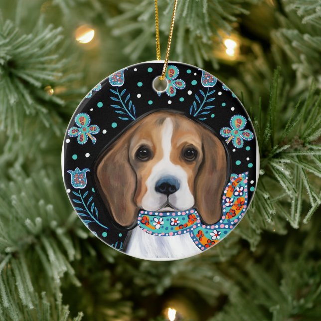 Ornamento De Cerâmica Beagle        (Árvore)