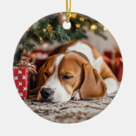 Ornamento De Cerâmica Beagle Christmas