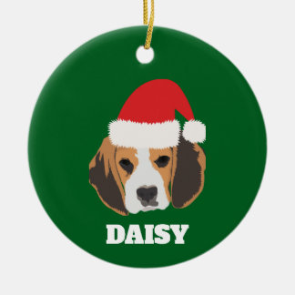 Ornamento De Cerâmica Beagle de Natal Personalizado