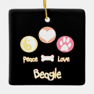 Ornamento De Cerâmica Beagle do Amor pela Paz