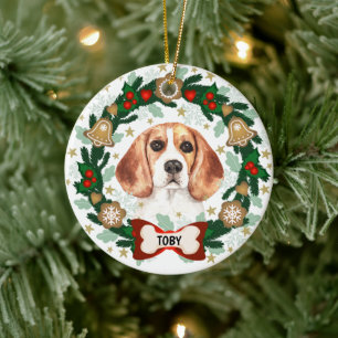 Ornamento De Cerâmica Beagle Dog Christmas Cachorro Cachorro Cachorro Ca