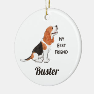 Ornamento De Cerâmica Beagle Dog Meu Melhor Nome Personalizado