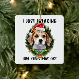 Ornamento De Cerâmica Beagle, Eu Só Estraguei O Natal Do Amor.