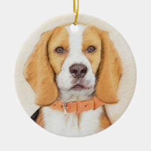 Ornamento De Cerâmica Beagle Hound Dog Painting Original Animal Art
