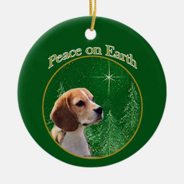 Ornamento De Cerâmica Beagle Peace (Frente)