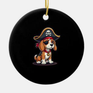 Ornamento De Cerâmica Beagle Pirate Costume Jolly Roger Flag Skull Cross