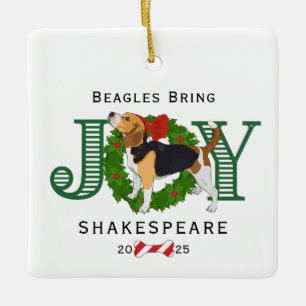 Ornamento De Cerâmica Beagles Traga Joy Wreath