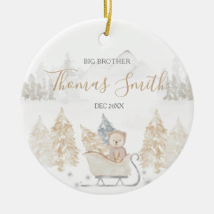 Ornamento De Cerâmica Bear Big Brother Winter Woodland Cerâmica