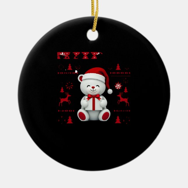 Ornamento De Cerâmica Bear Christmas Christmas (2) (Frente)