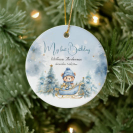 Ornamento De Cerâmica Bear Natal Um Primeiro Aniversário Inverno