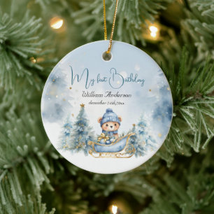 Ornamento De Cerâmica Bear Natal Um Primeiro Aniversário Inverno