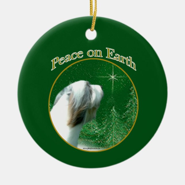 Ornamento De Cerâmica Bearded Collie Peace (Frente)