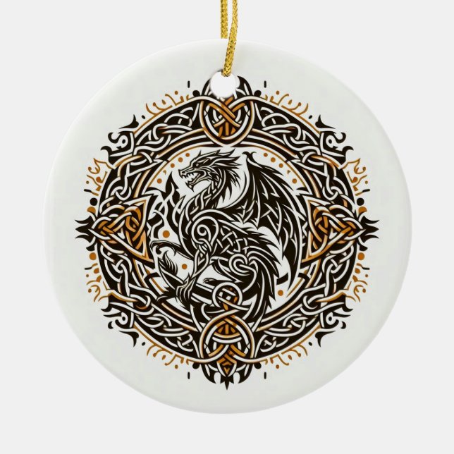 Ornamento De Cerâmica Beast Celtic Dragon (Frente)