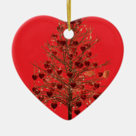 Ornamento De Cerâmica Beautiful Faded Flowers on a Valentines Day Tree C