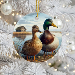 Ornamento De Cerâmica Beautiful Mallard Ducks Keepsake