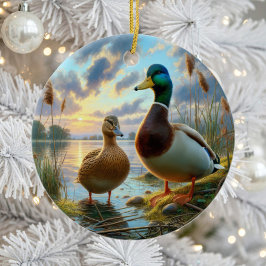 Ornamento De Cerâmica Beautiful Mallard Ducks Keepsake