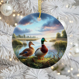 Ornamento De Cerâmica Beautiful Mallard Ducks Keepsake