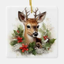 Ornamento De Cerâmica Beautiful Reindeer Christmas Holiday