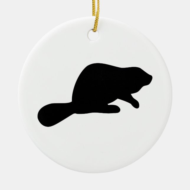 Ornamento De Cerâmica Beaver Silhouette (Frente)