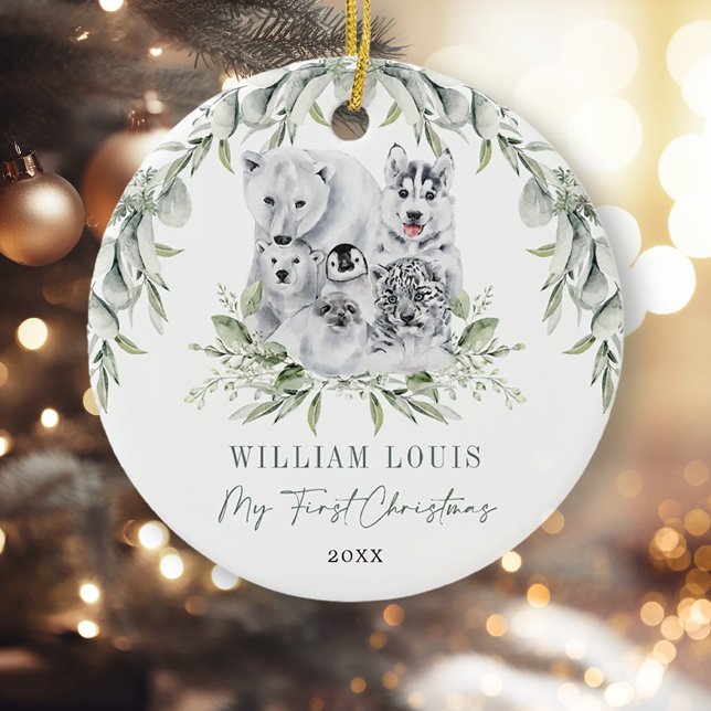 Ornamento De Cerâmica Bebê 1rua de Natal Animais Árticos Maravilhosos (Criador carregado)