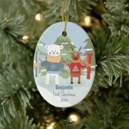 Ornamento De Cerâmica Bebê 1rua de Névoa Polar Bear Ornament