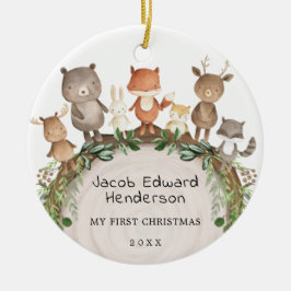 Ornamento De Cerâmica Bebê 1rua Primeiro Natal Animais Florestais