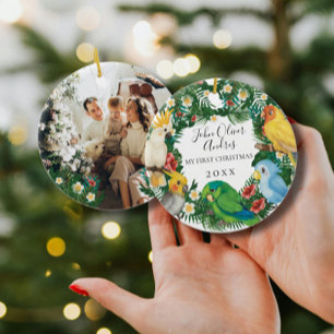 Ornamento De Cerâmica Bebê 1rua Primeiro Natal Tropicais