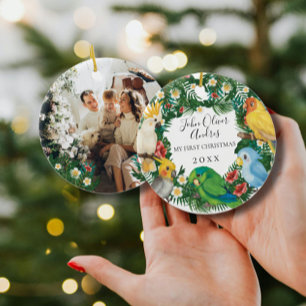 Ornamento De Cerâmica Bebê 1rua Primeiro Natal Tropicais