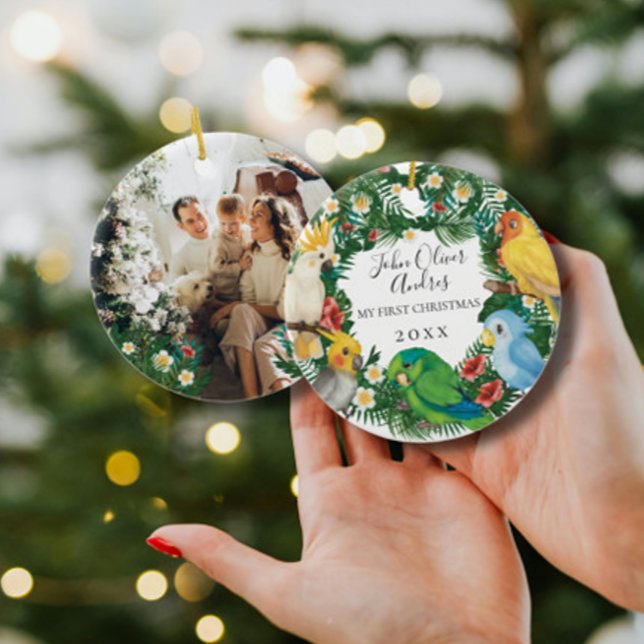 Ornamento De Cerâmica Bebê 1rua Primeiro Natal Tropicais (Criador carregado)