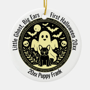 Ornamento De Cerâmica Bebê Bulldog Francês Fofo Primeiro Halloween Perso