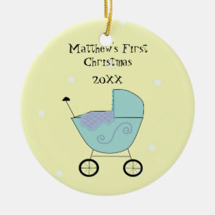 Ornamento De Cerâmica Bebe Carrinho de Bebês Primeiro Natal