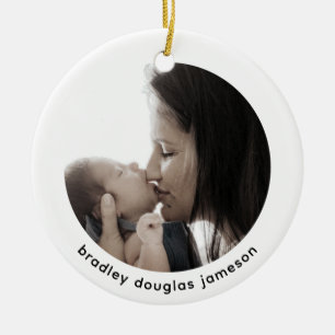 Ornamento De Cerâmica Bebê com a mãe Foto 1rua Vinho de Natal