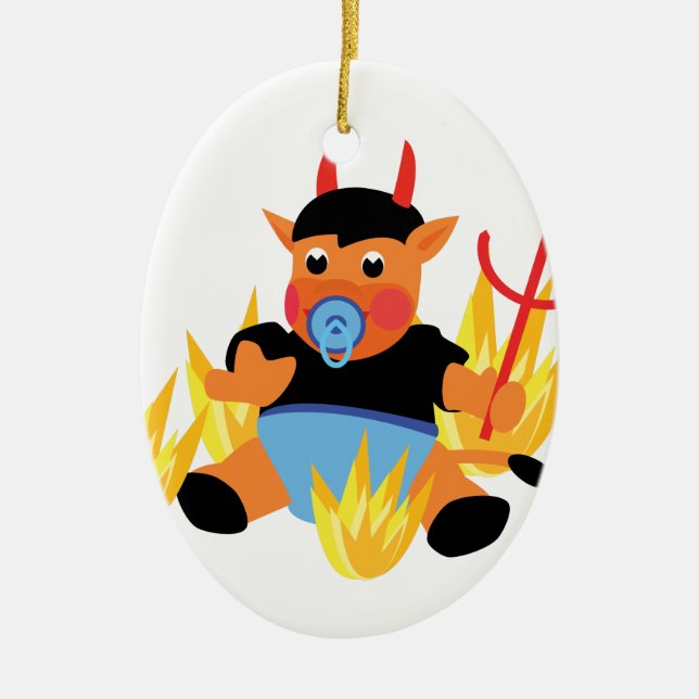 Ornamento De Cerâmica bebê diabólico (Frente)