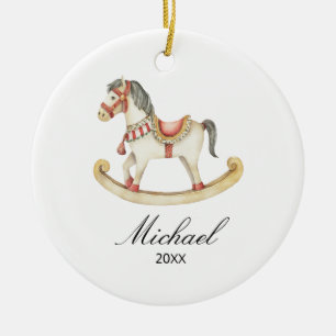 Ornamento De Cerâmica Bebê do Cavalo Balanço no Primeiro Natal