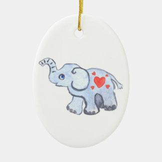 Ornamento De Cerâmica bebê do elefante com corações