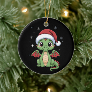 Ornamento De Cerâmica Bebê Dragão de Natal Chapéu do Papai Noel Flocos d