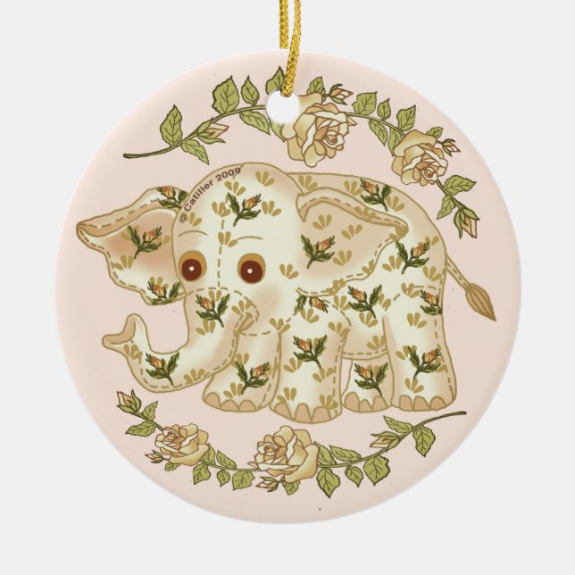 Ornamento De Cerâmica Bebê Elefante Amarelo   (Frente)