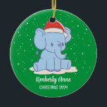 Ornamento De Cerâmica Bebê Elefante Papais noeis Natal Férias de inverno<br><div class="desc">Enfeite de animação bonito para crianças e crianças. Perfeito para a primeira comemoração de Natal com a família. Você pode personalizar o texto para qualquer ocasião.</div>