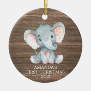 Ornamento De Cerâmica Bebê elefante russo bonito primeiro Natal
