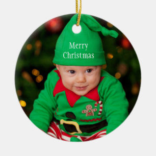 Ornamento De Cerâmica Bebê Foto Elf Feliz Natal