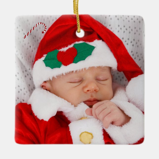 Ornamento De Cerâmica Bebê, Fotos Familiares e Caneta Doces, ZYPI (Frente)