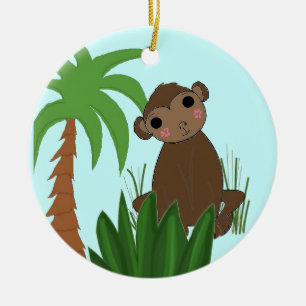 Ornamento De Cerâmica Bebê Macaco