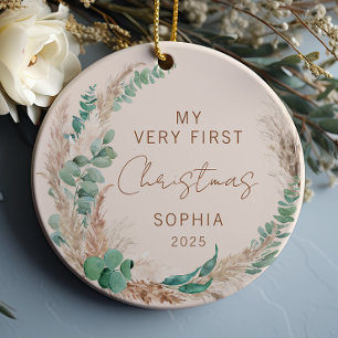 Ornamento De Cerâmica Bebê Personalizado Boho de Natal