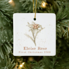 Ornamento De Cerâmica Bebê Primeira Foto de Natal Edelweiss