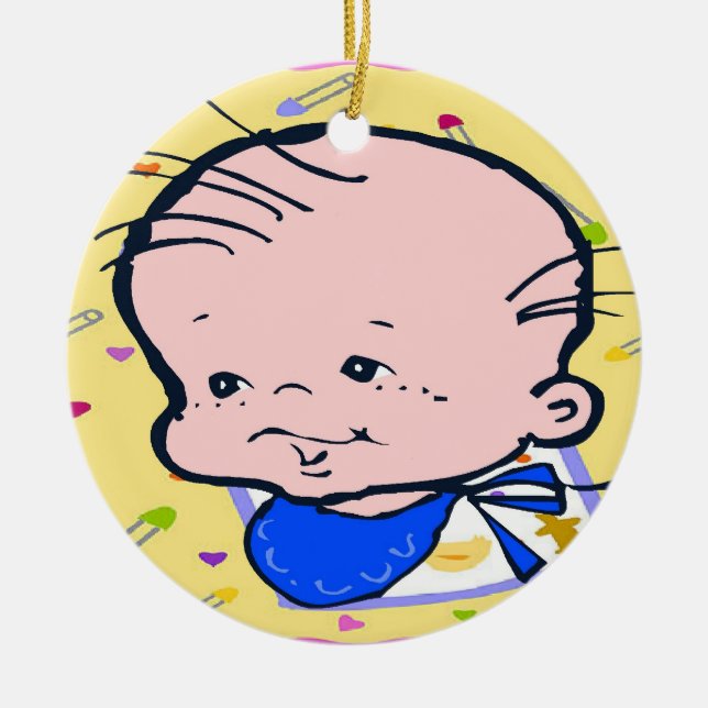 Ornamento De Cerâmica Bebê Primeiro Natal (Frente)