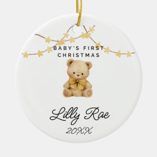 Ornamento De Cerâmica Bebê Primeiro Natal Animal Cujo Urso De Teddy Unis