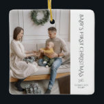 Ornamento De Cerâmica Bebê Primeiro Natal Família Fotografia Keepsasak<br><div class="desc">Marque este marco especial com um ornamento de manutenção para corresponder aos seus cartões de natal. Personalize com seus nomes e fotos da família — uma memória de eterno para pendurar na árvore ano após ano.</div>
