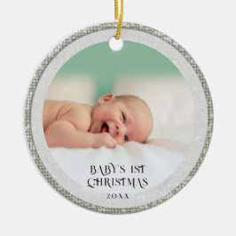 Ornamento De Cerâmica Bebê Primeiro Natal Flocos de Neve