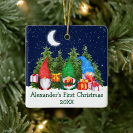 Ornamento De Cerâmica Bebê Primeiro Natal Gnomos Caqueiros